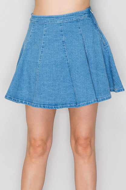 Denim Flare Mini Skirt