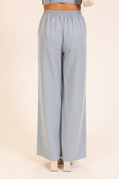 Skyline Pinstripe Wide-leg Trousers
