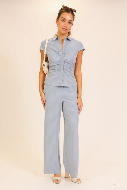 Skyline Pinstripe Wide-leg Trousers