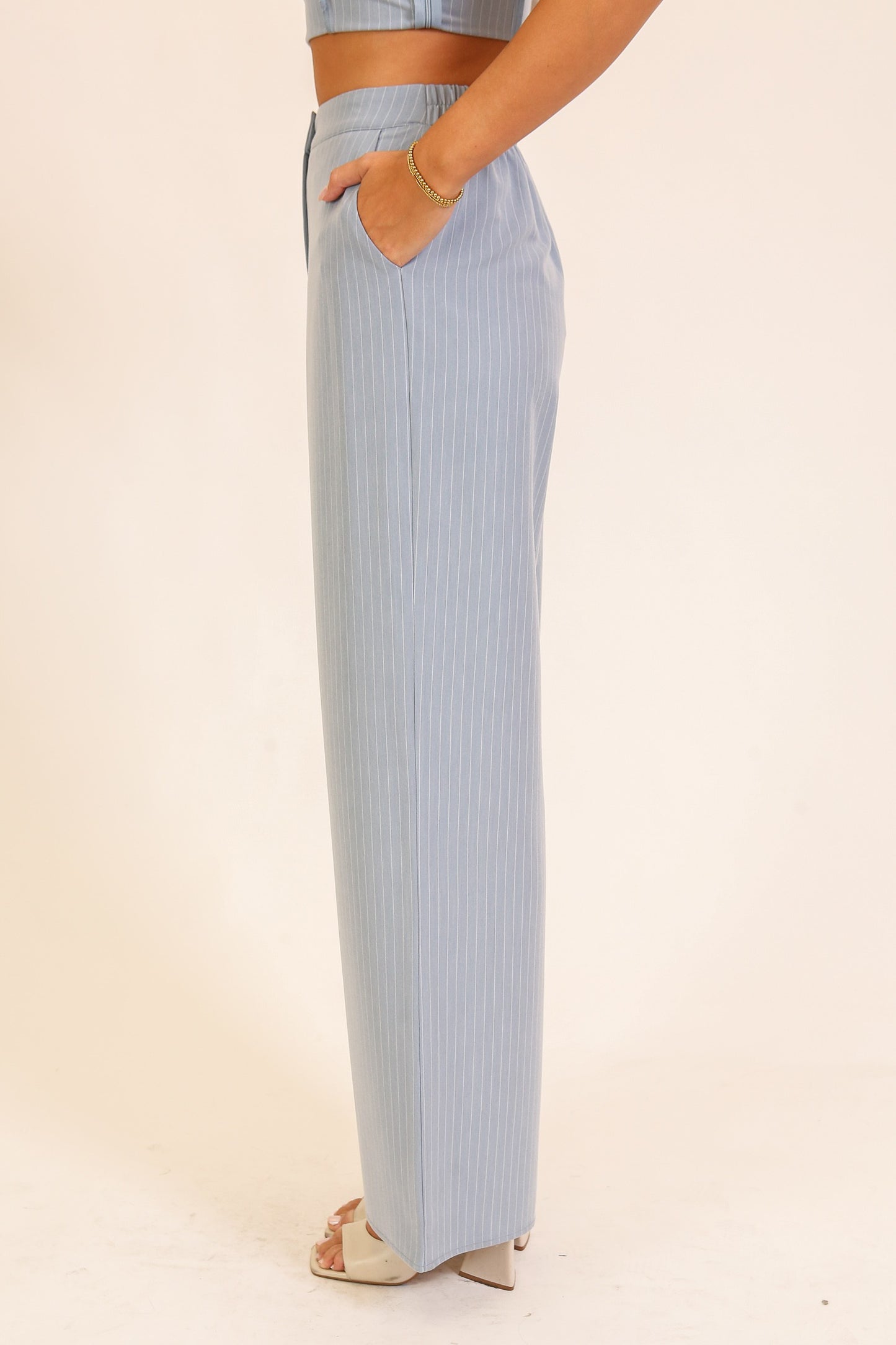Skyline Pinstripe Wide-leg Trousers