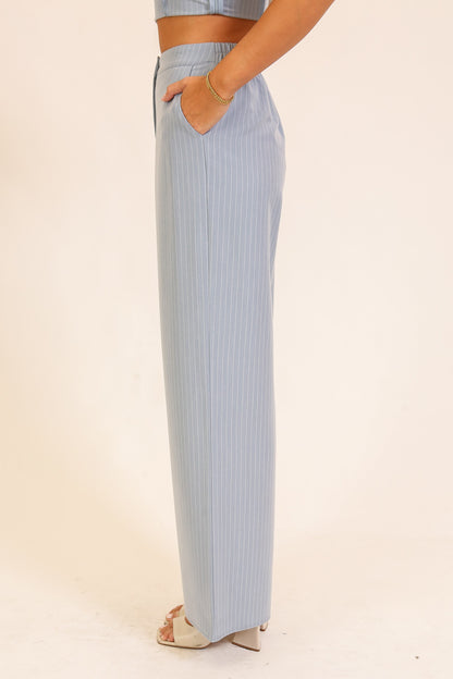 Skyline Pinstripe Wide-leg Trousers