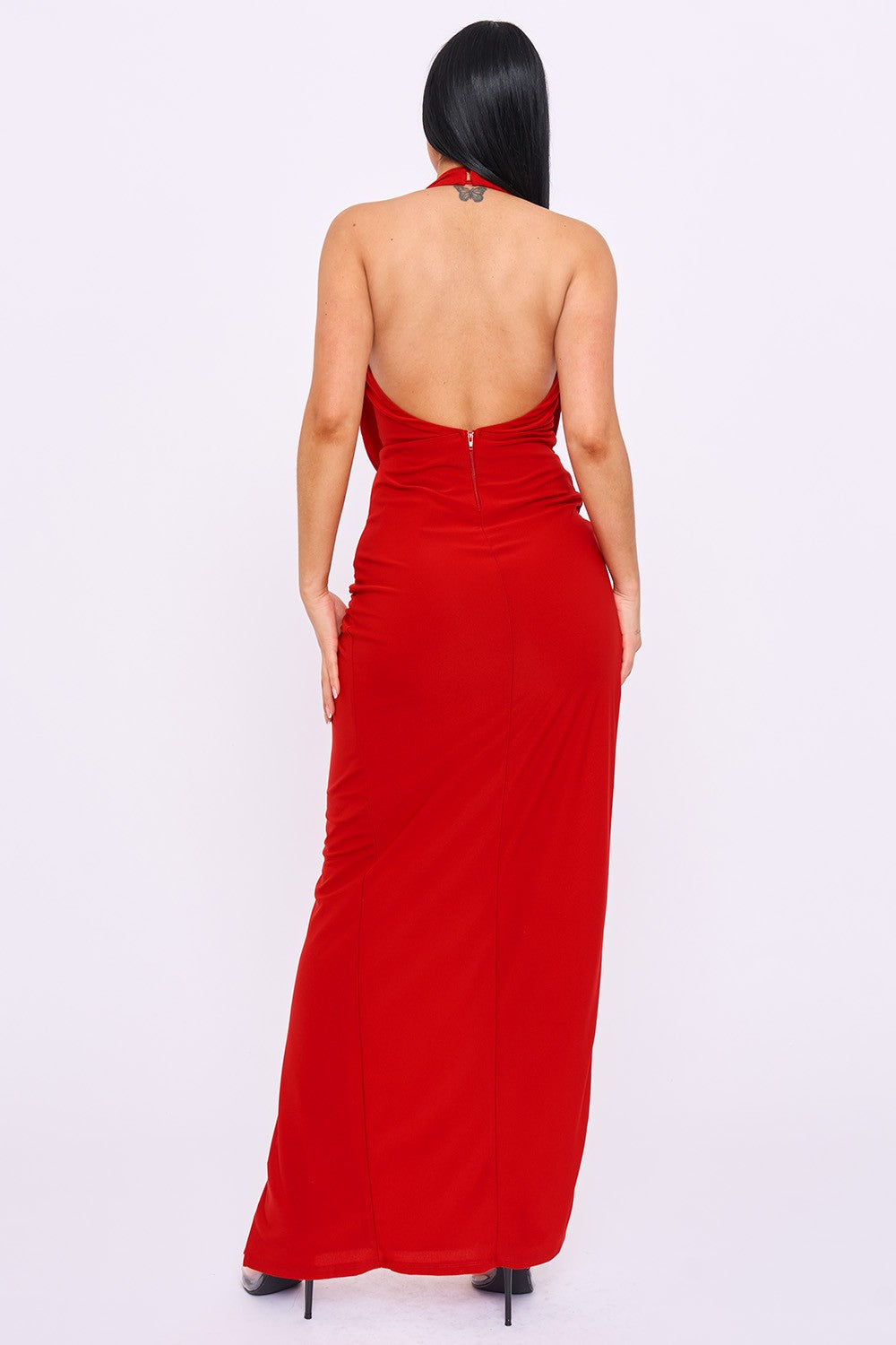 Draped Halter Neck Maxi Dress
