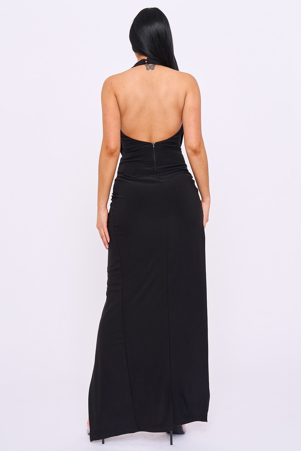 Draped Halter Neck Maxi Dress