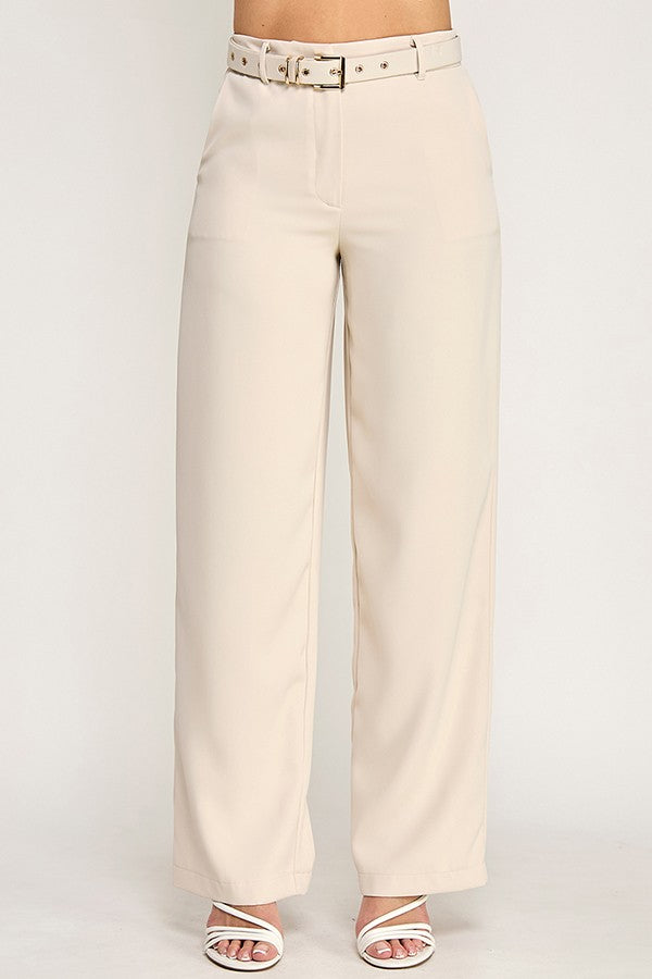 Belted Straight Leg Trouser