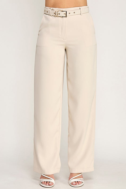 Belted Straight Leg Trouser