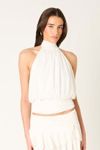 mesh tie back high neck halter top