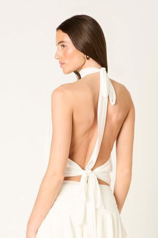mesh tie back high neck halter top