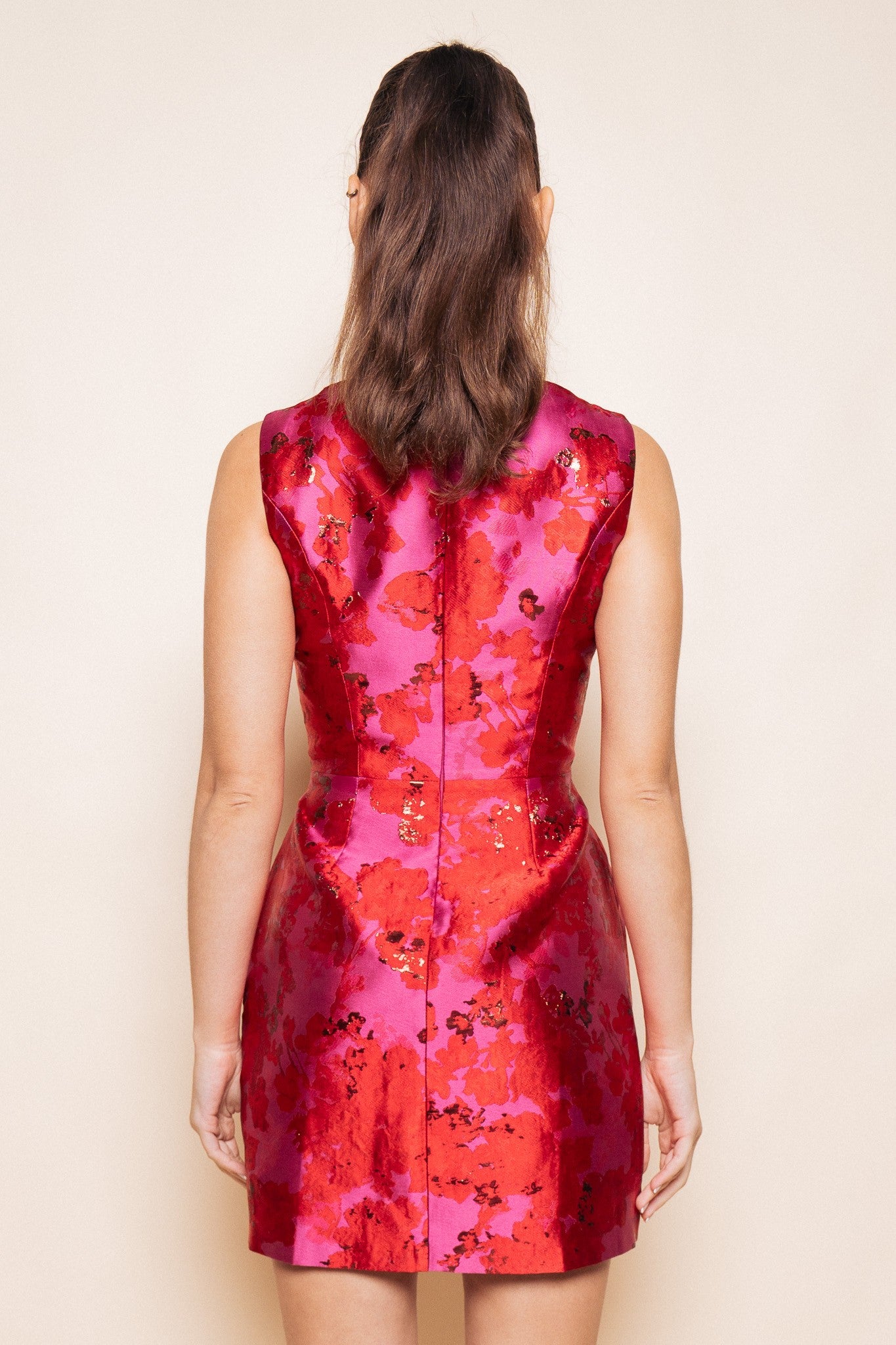 floral shine sleeveless dress