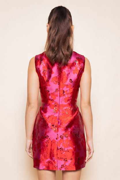 floral shine sleeveless dress