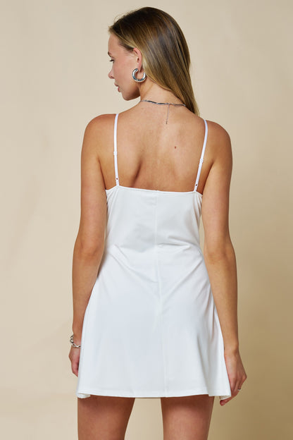 Flared Lace Trim Sleeveless Mini Dress