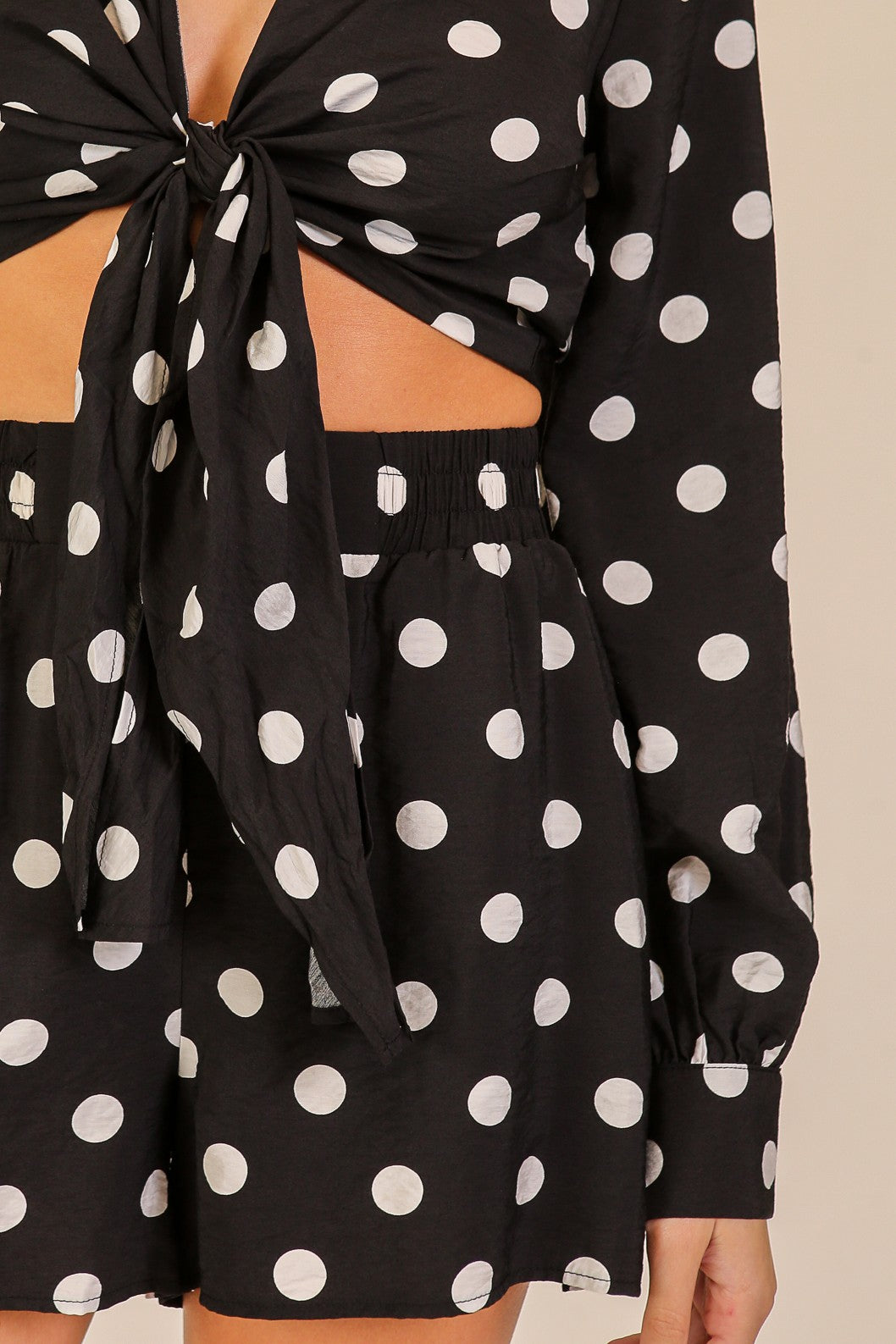 Polka Dot Front Tie Top