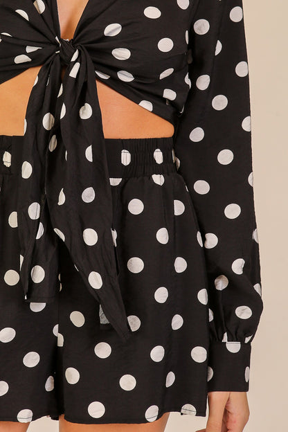 Polka Dot Front Tie Top