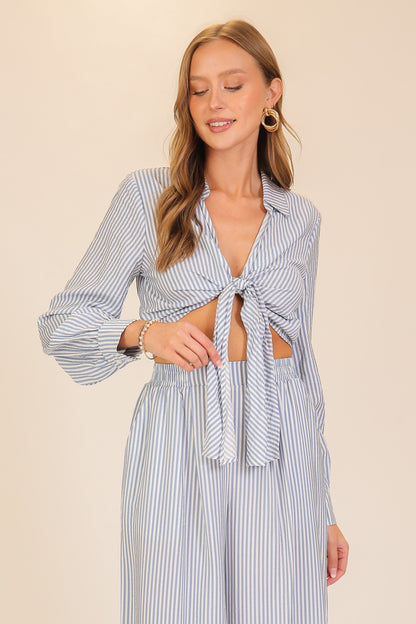 Striped Tie-front Top