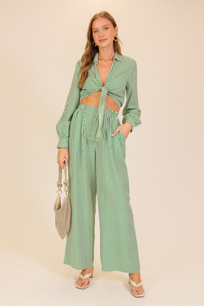 Striped Tie-front Top
