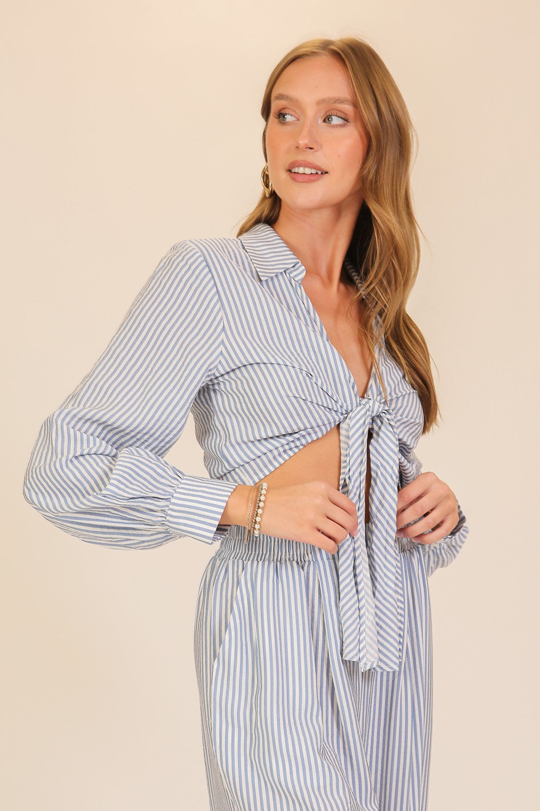 Striped Tie-front Top