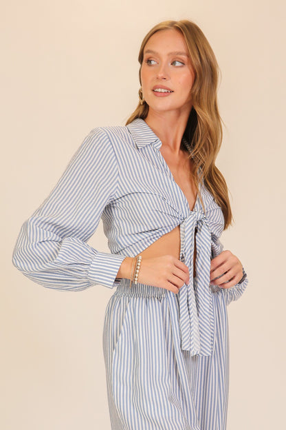 Striped Tie-front Top