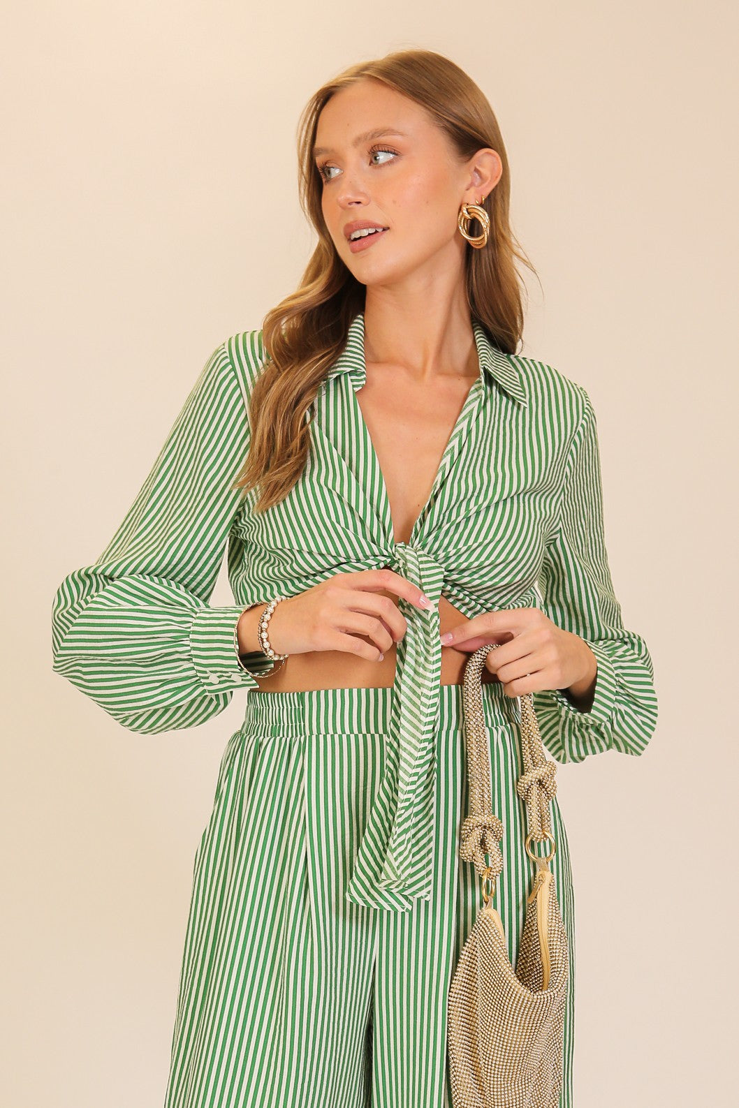 Striped Tie-front Top