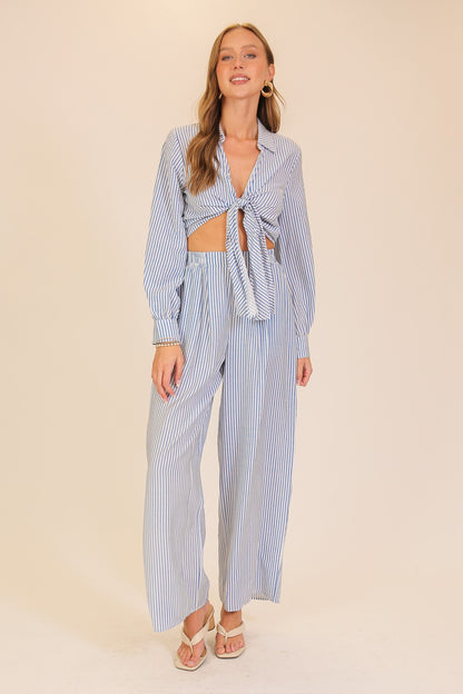 Striped Tie-front Top
