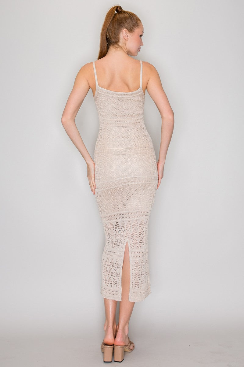 Sleeveless Pointelle Midi Knit Dress