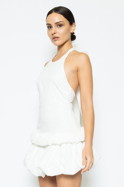Halter Neck Low Bubble Hem Sleeveless Dress