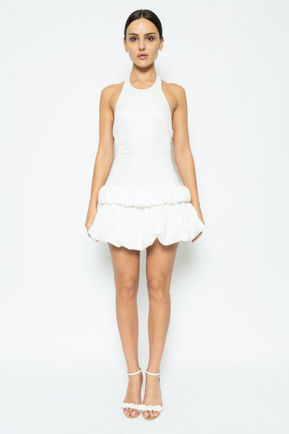Halter Neck Low Bubble Hem Sleeveless Dress