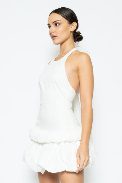 Halter Neck Low Bubble Hem Sleeveless Dress
