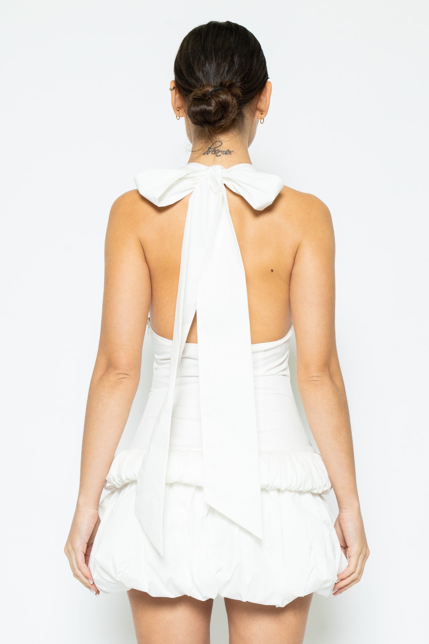 Halter Neck Low Bubble Hem Sleeveless Dress