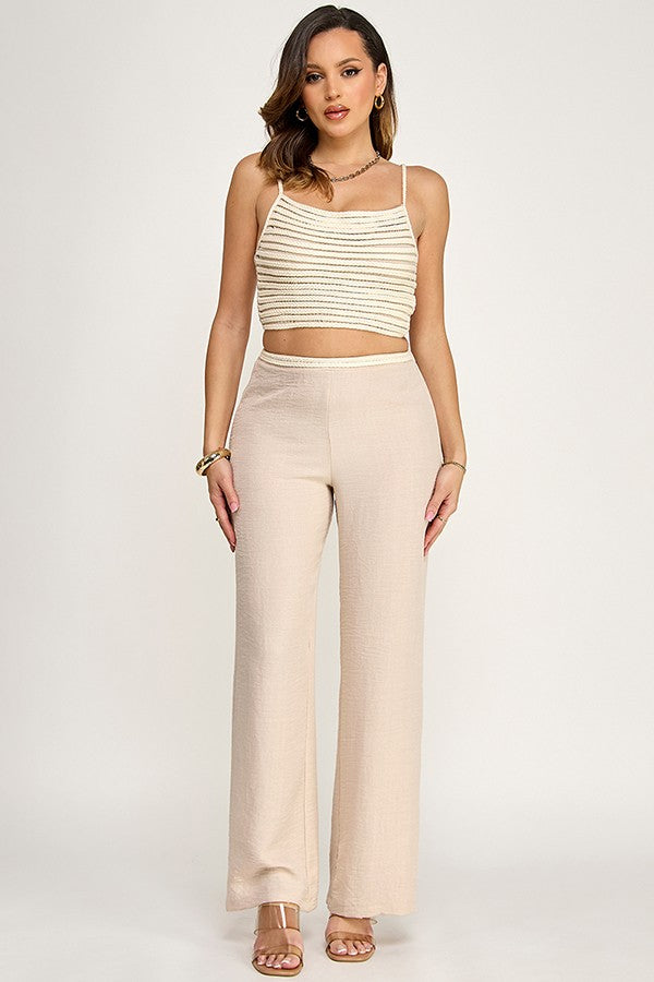 2pc set- Braided Rope Detail Top & Pants