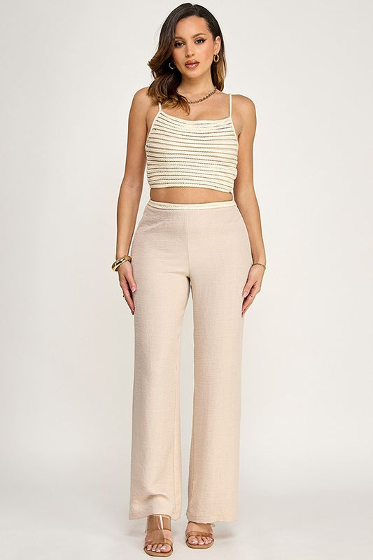 2pc set- Braided Rope Detail Top & Pants