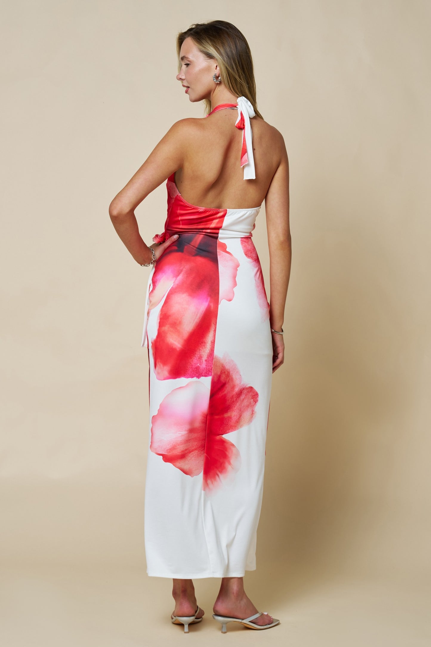 Floral Print Side Tie Wrap Maxi Dress
