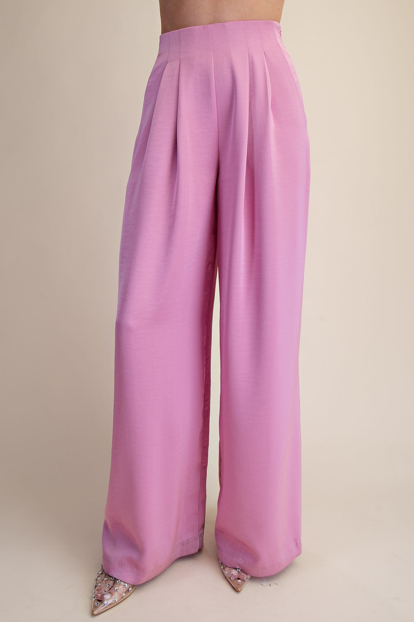 Pleated High-waisted Wide Pants