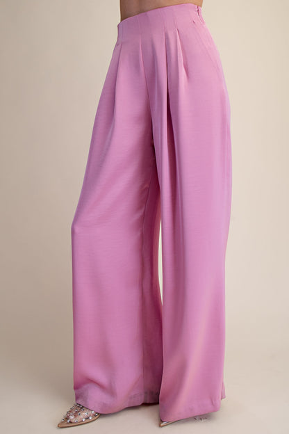 Pleated High-waisted Wide Pants