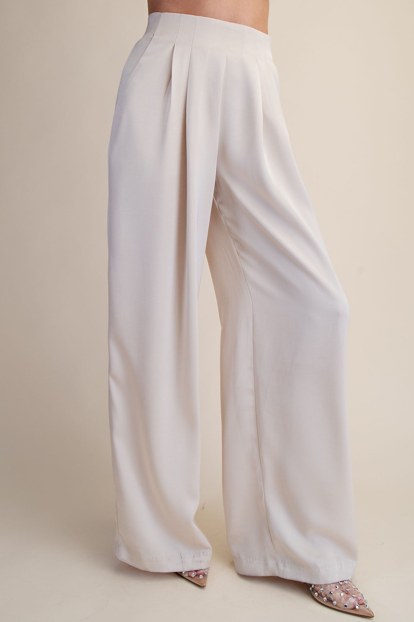 Pleated High-waisted Wide Pants