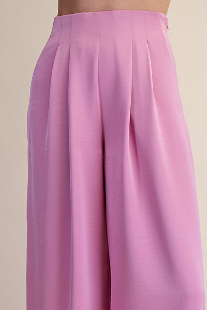 Pleated High-waisted Wide Pants