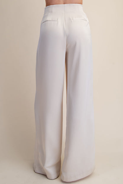 Pleated High-waisted Wide Pants