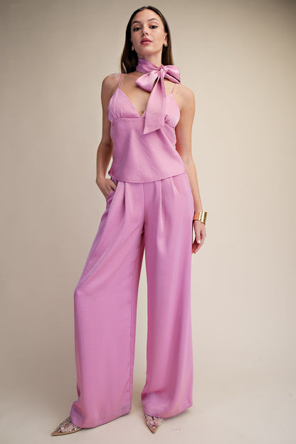 Pleated High-waisted Wide Pants