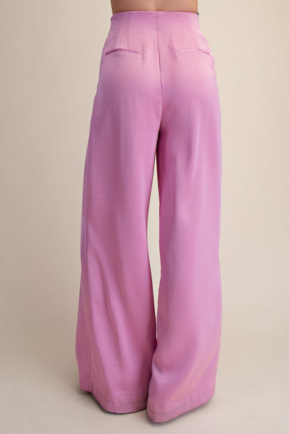 Pleated High-waisted Wide Pants