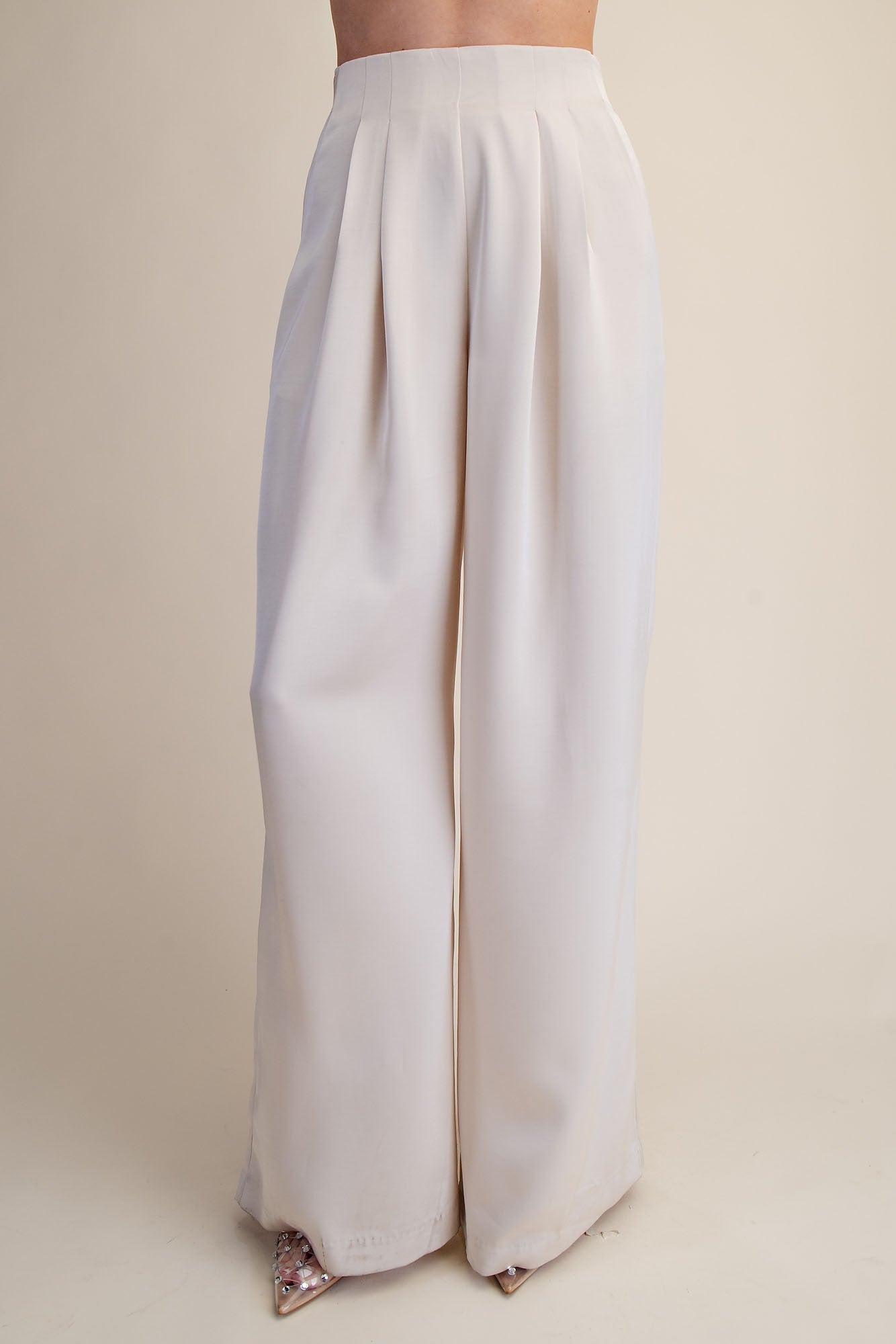 Pleated High-waisted Wide Pants