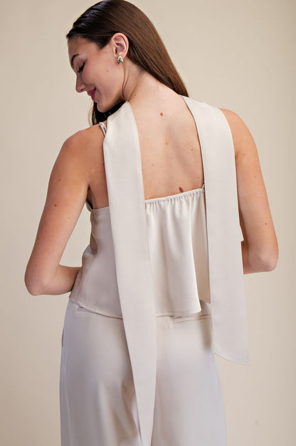 Detachable Scarf-neck V-neck Cami