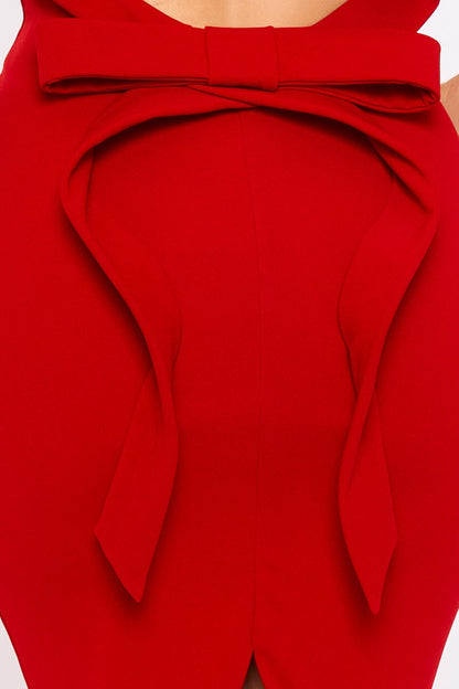 Open Back With Bow Sleeveless Midi Dress