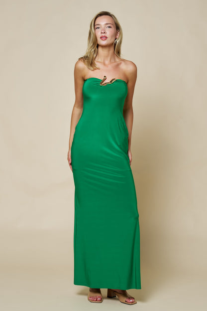 Gold Hardware Strapless Maxi Dress