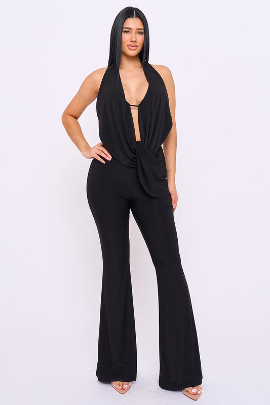 Draped Halter Neck Jumpsuit