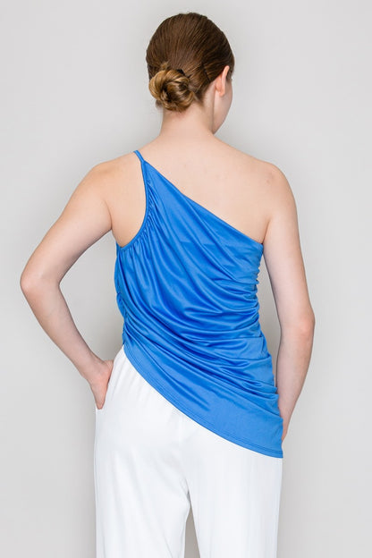Asymmetric One-shoulder Draped Bodysuit