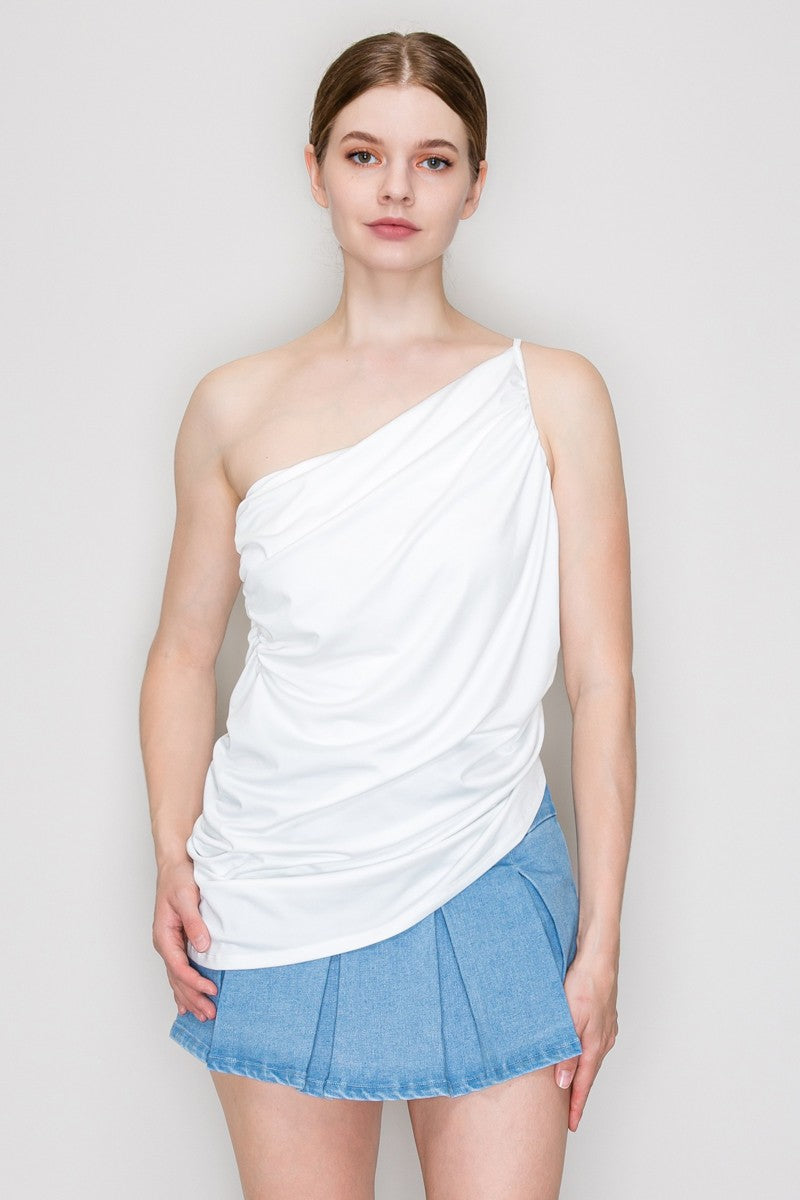 Asymmetric One-shoulder Draped Bodysuit