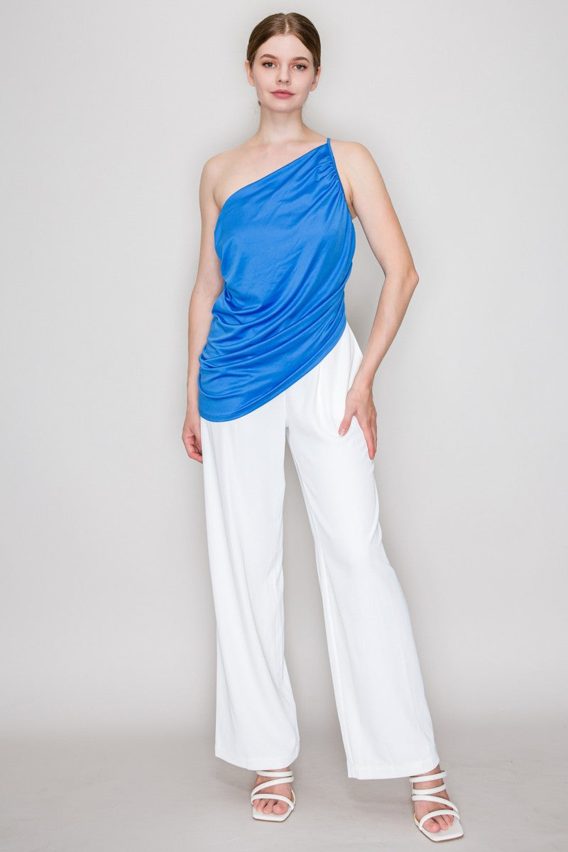 Asymmetric One-shoulder Draped Bodysuit