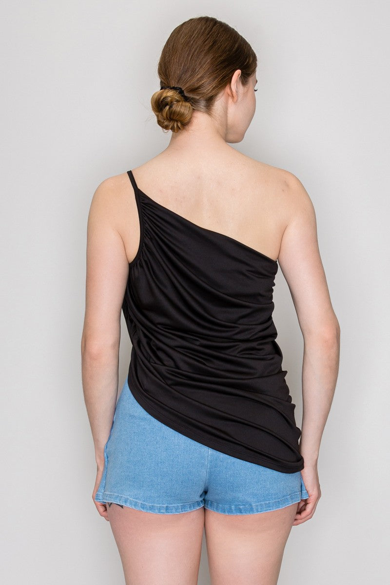 Asymmetric One-shoulder Draped Bodysuit
