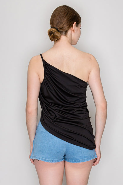 Asymmetric One-shoulder Draped Bodysuit