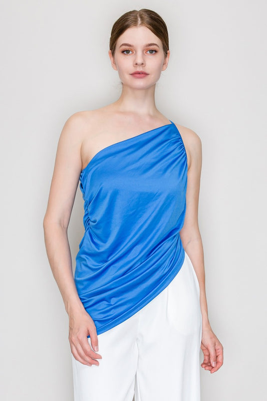 Asymmetric One-shoulder Draped Bodysuit