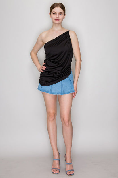 Asymmetric One-shoulder Draped Bodysuit