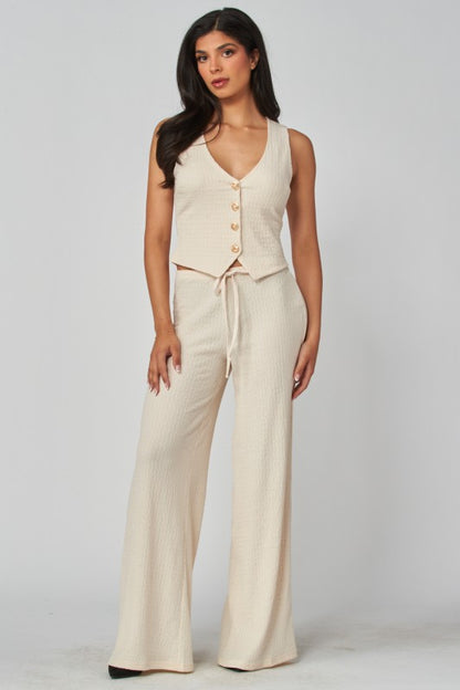 Sunday Shoreline Waffle-knit Two-piece Set